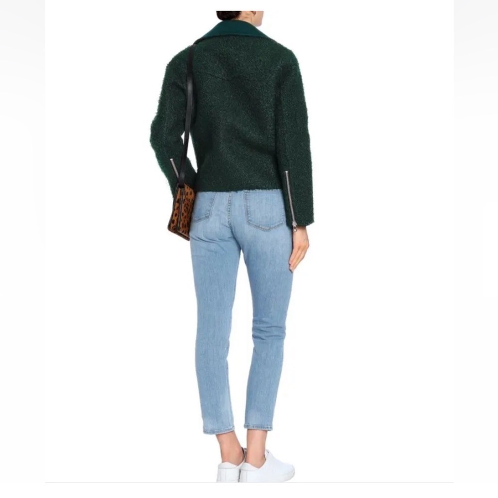 Sandro Paris Wool Moto Green Jacket Coat - Picture 3 of 16